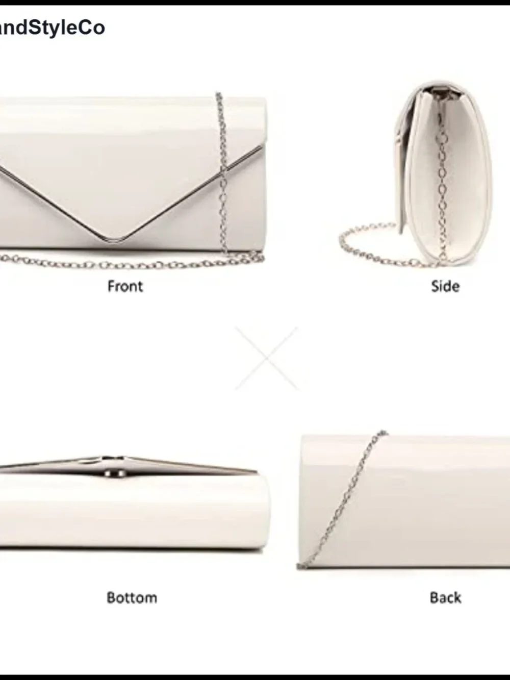 Patent Leather Envelope Clutch Evening Handbag Shoulder Chain Purse Wedding Prom